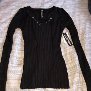 Lace-up long-sleeve shirt